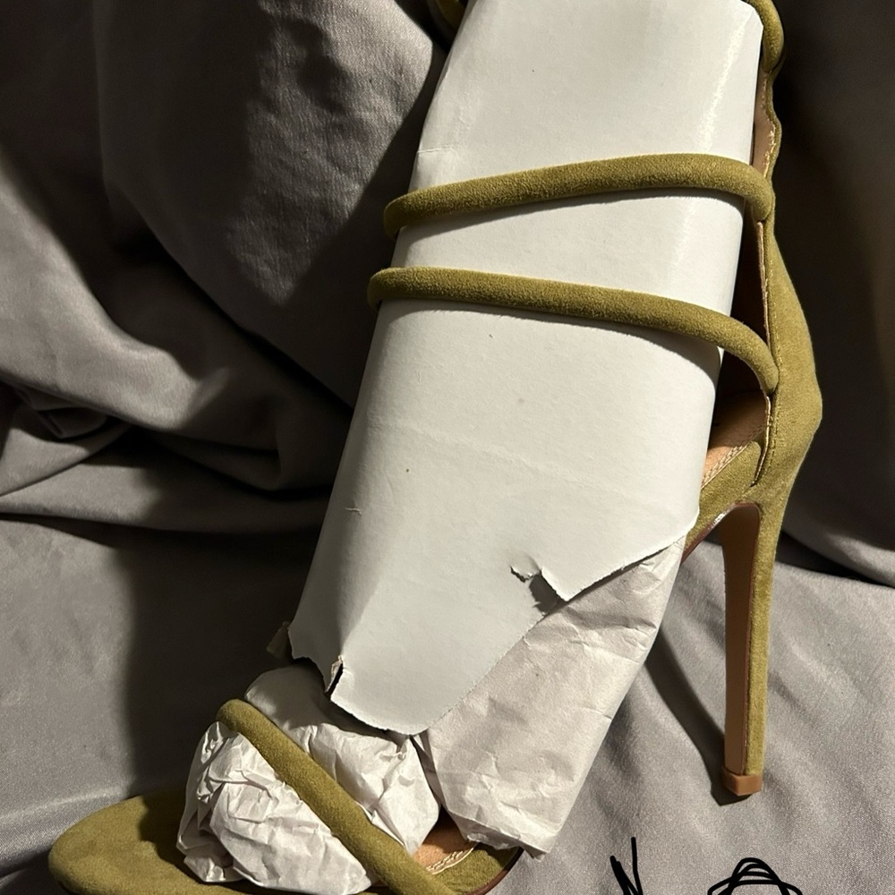 Green strappy heels